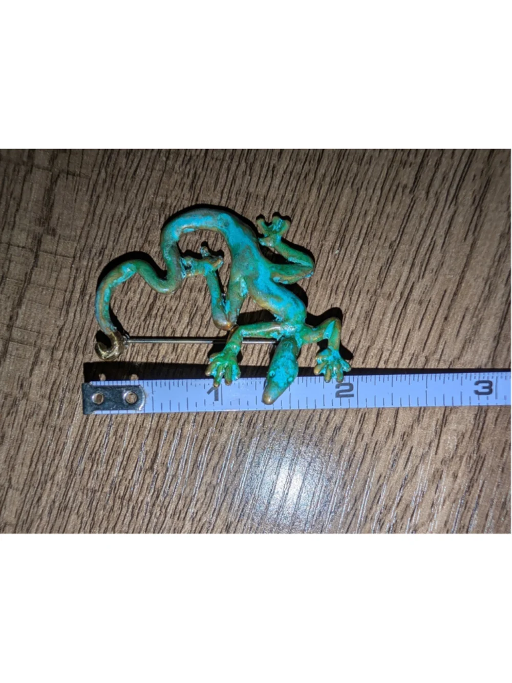 SIGNED Richard Kaish Lizard Gecko Reptile Bronze Patina Colored Brooch Pin 2